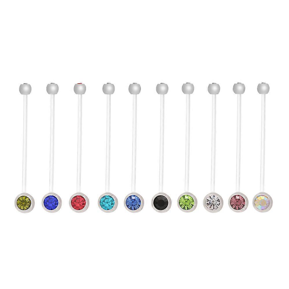 10PCS Navel Belly Button Ring Pregnancy Maternity Flexible Clear Long Belly Button Rings Navel Retainer Body Piercing