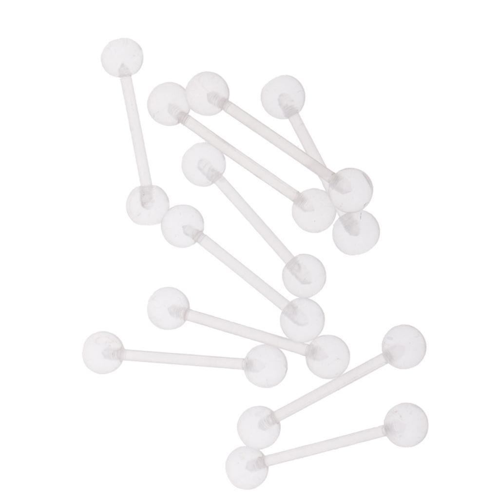 10pieces Clear Acrylic Body Piercing Jewelry Tongue Lip Retainer Bar Barbell