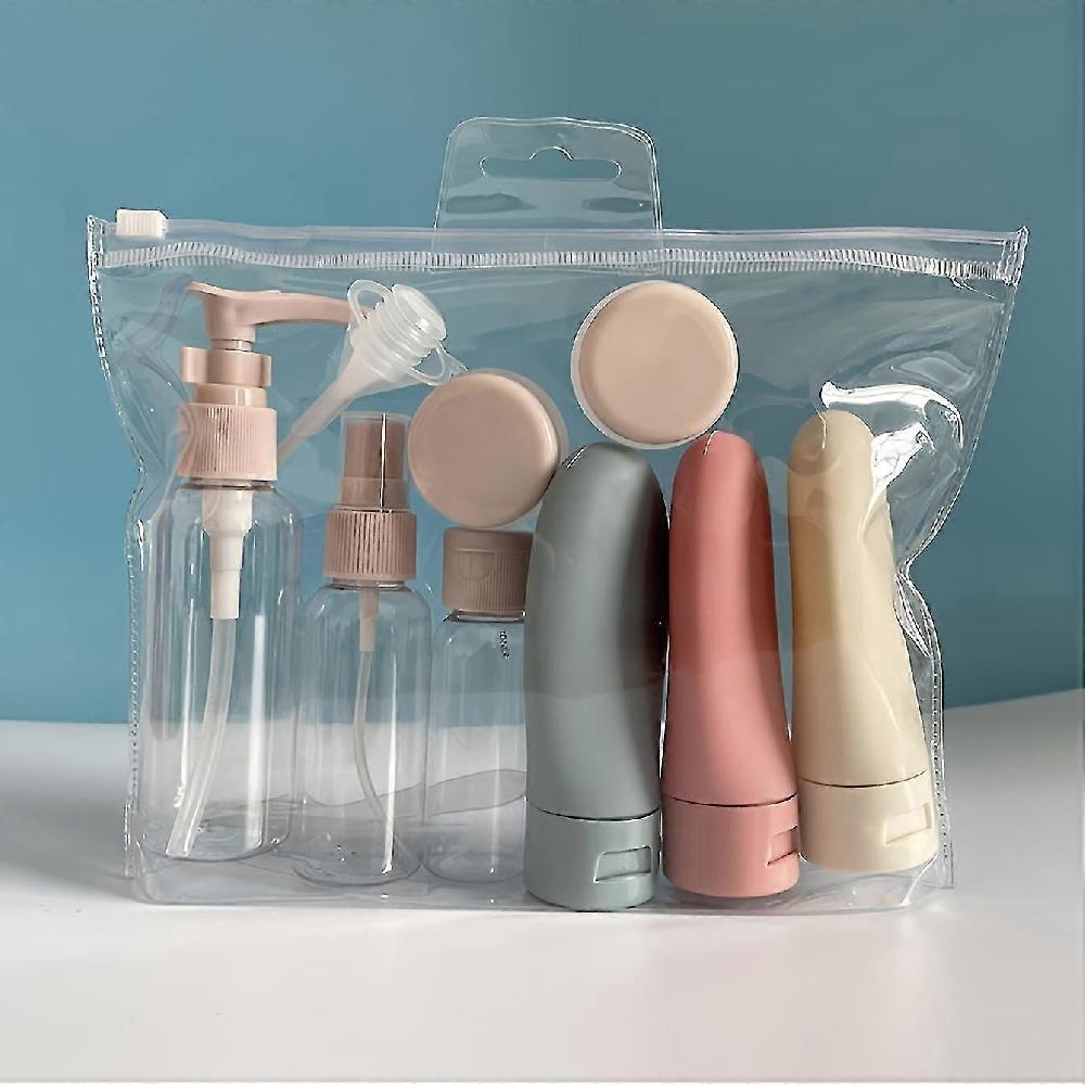 11pcs/set Travel-Sized Refillable Bottle Set - Hypoallergenic Leak-Proof Portable Cosmetic Containers For Shampoo Lotion Shower Gel And More - Em
