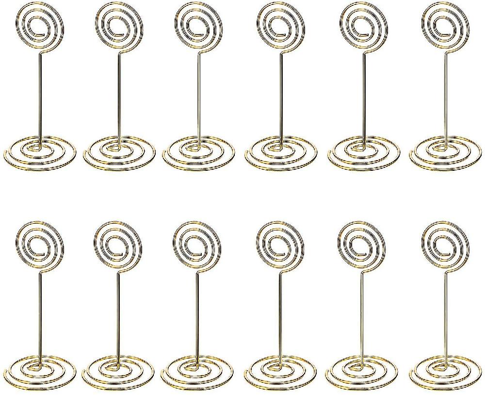12 Pack Table Number Card Holders Photo Holder Stands Place Paper Menu Clips Circle Shape