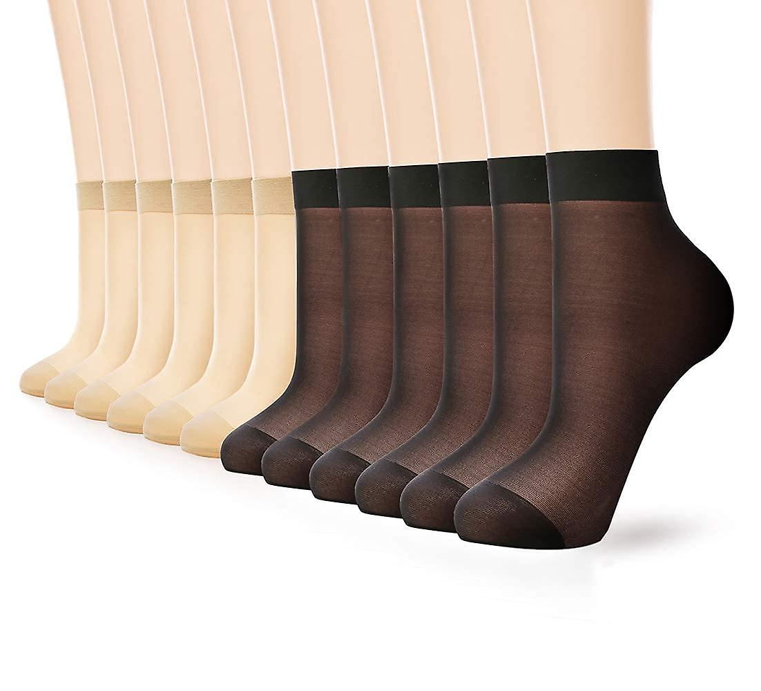 12 Pairs Of Women's Silk Socks Pure Matt Transparent Nylon