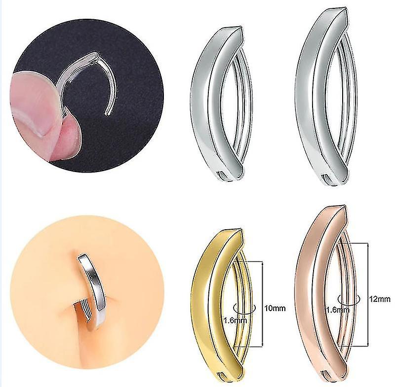 14g Clicker Belly Button Rings per le donne 925 Sterling Silver Belly Barbell Piercing Reverse Curved Navel Barbell Body Jewelry3apcs