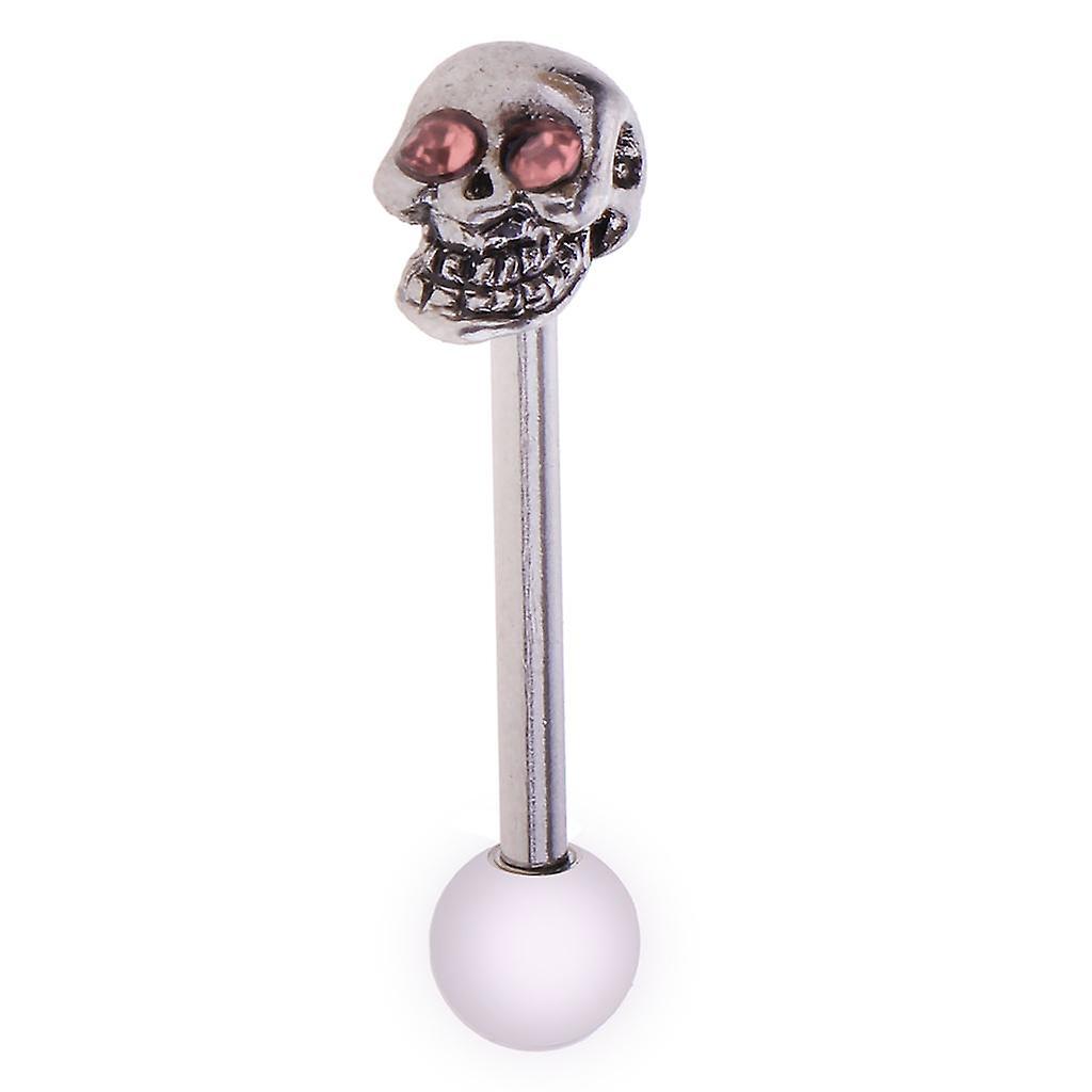14g Skull Head Tongue Bar Barbell Ring Ear Ring Stud Piercing Jewelry Blue