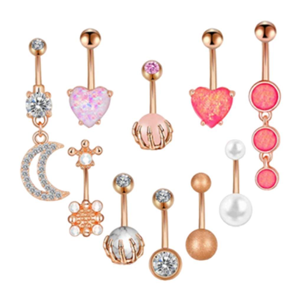 14g Stainless Steel Dangle Belly Button Rings Bar Body Piercing Jewelry