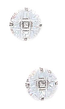 14k White Gold 9mm 9 Segment Round CZ Cubic Zirconia Simulated Diamond Light Prong Set Earrings - Earring For Women