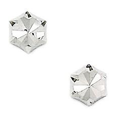 14k White Gold Hexagonal Earrings Measures 7x6mm - Earring for Women