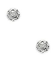 14k White Gold Square Pattern Half Ball Earrings Measures 4x4mm - Ball Earring for Women