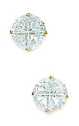 14k Yellow Gold 6mm 4 Segment Round CZ Cubic Zirconia Simulated Diamond Basket Set Earrings - Earring for Women