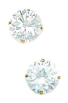 14k Yellow Gold 9mm Round CZ Cubic Zirconia Simulated Diamond Basket Set Earrings - Earring For Women