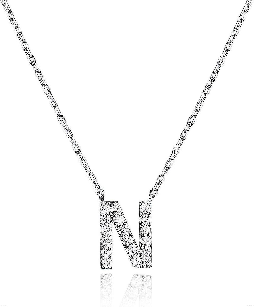 14k Yellow Gold Plated Cubic Zirconia Initial Necklace Letter Necklaces Compatible Women O-Model Code 30485