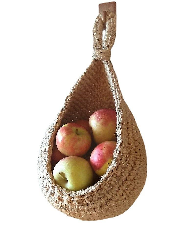 14X21.5X10CM Wall Hanging Fruit And Vegetable Baskets Jute Water Drop Shape Hand Woven Fruit Or Vegetable Basket Storage Basket