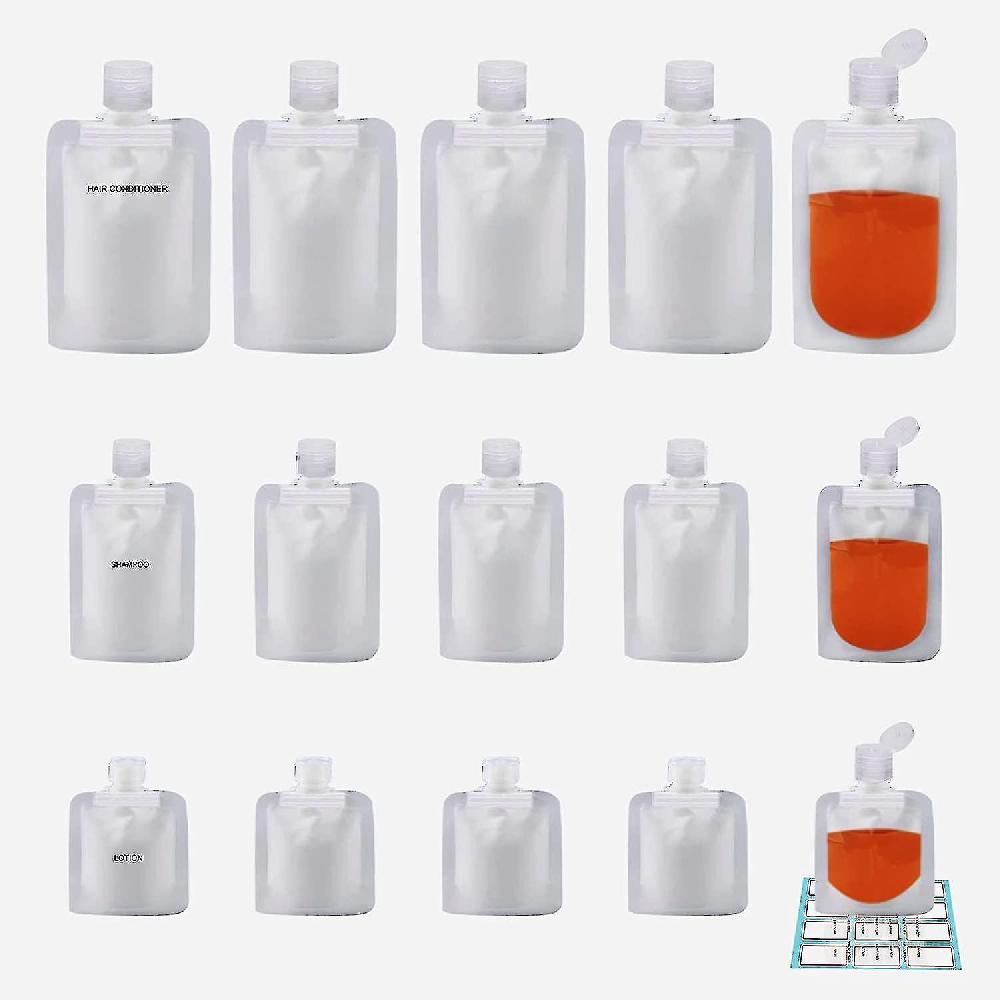 15 Pcs Travel Size Able Empty Squeeze Pouch Able Travel Pouches Portable Travel Fluid (30ml/50ml/100ml)
