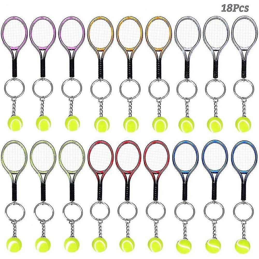 18 Pezzi Mini Tennis Ball Racchetta Pendente Portachiavi Metallo Regalo Portachiavi W [V