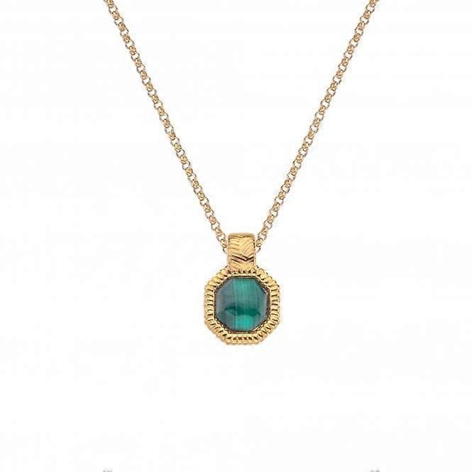 18ct Gold Plated Silver Revive Malachite Pendant DP845