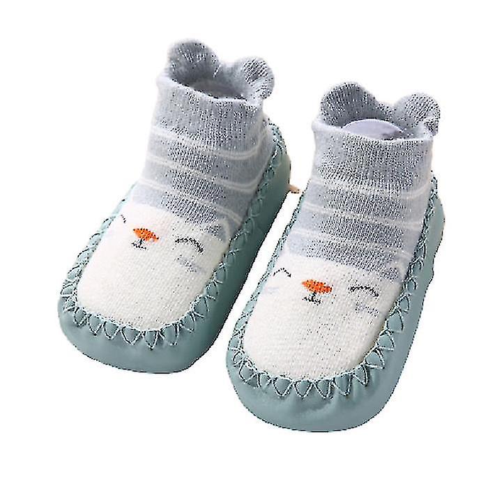 1paia di calzini per bambini pantofole per bambini in cotone scarpe calde suola morbida antiscivolo ((12-18 mesi)