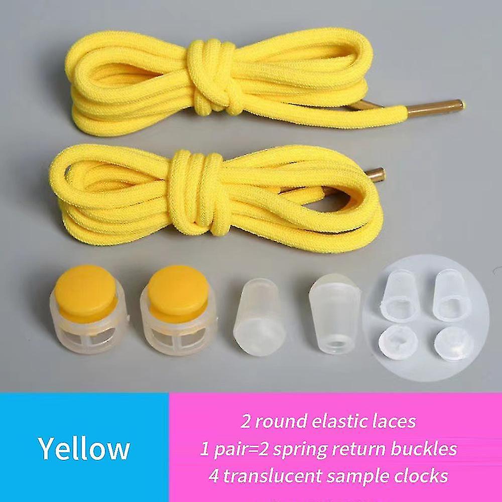1pair Tie-free Lazy Laces Shoe Laces Round Locking Fits All Shoes No Tie Shoelace Elastic