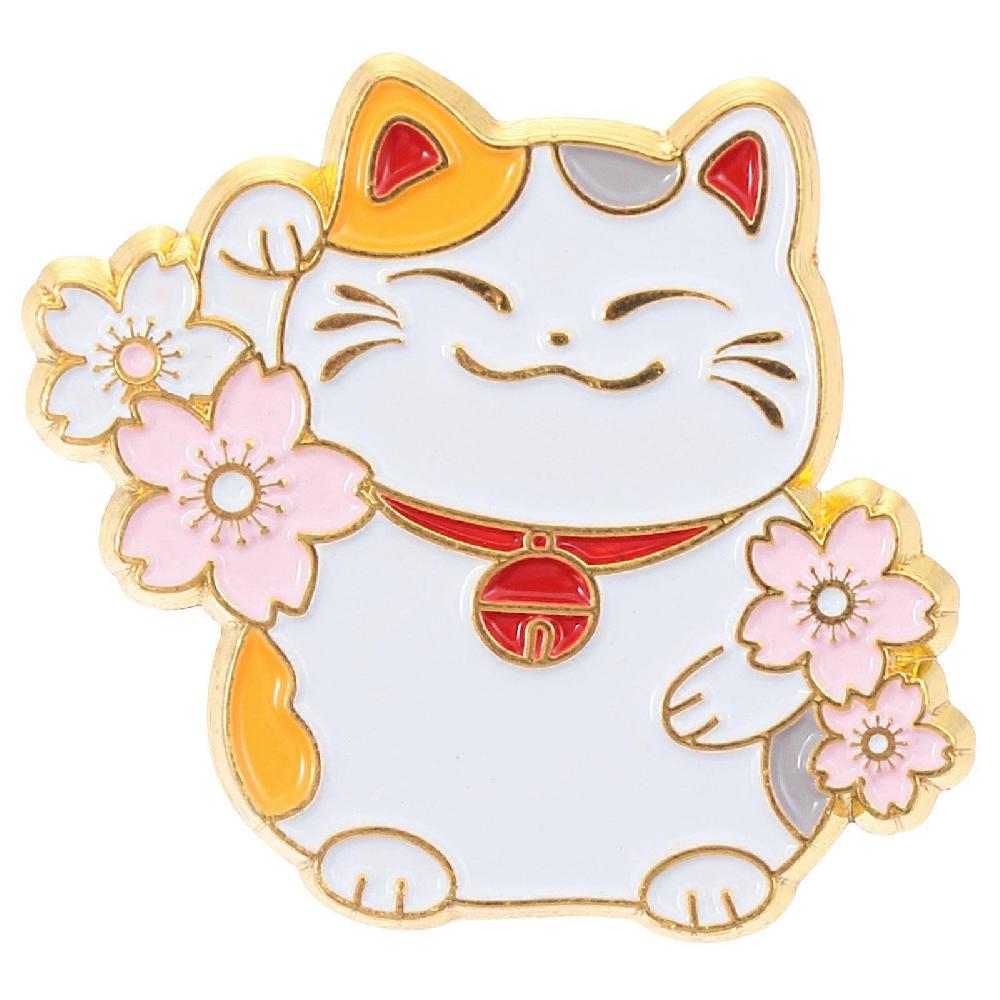 1Pc Cat Brooch Japanese Style Brooch Cartoon Fortune Cat Pin Clothing Accessory (Random Style)