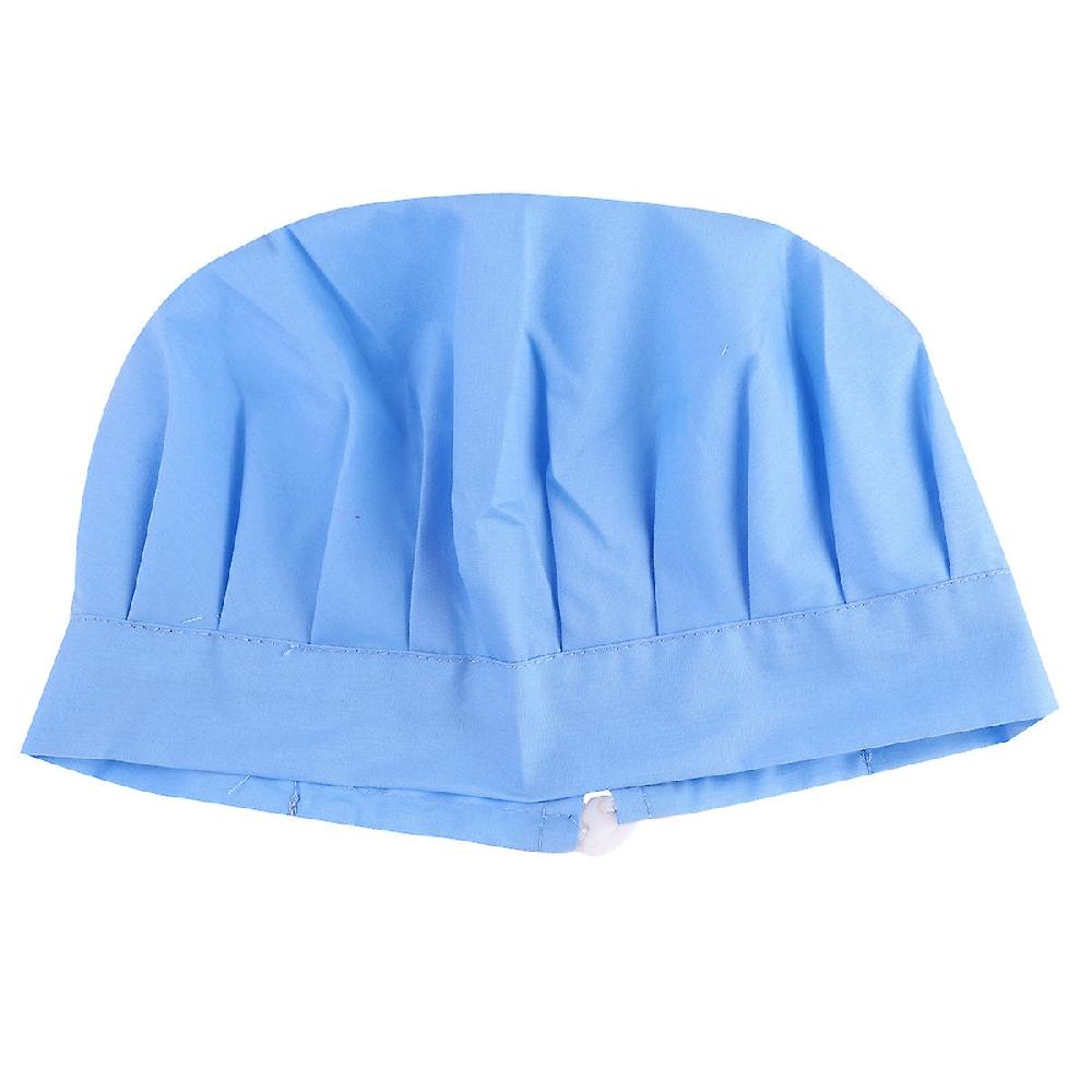 1PC Chef Hat Protective Practical Cotton Hat Working Hat for Men Women Kitchen Bakery (Light Blue with Buckle)