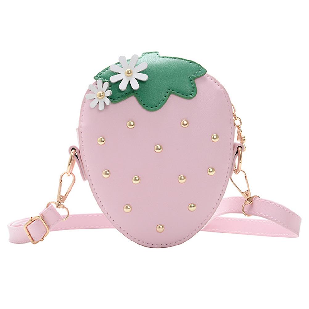 1pc Girl Crossbody Bag Simple Small Shoulder Bag Strawberry Shaped Coin Bag