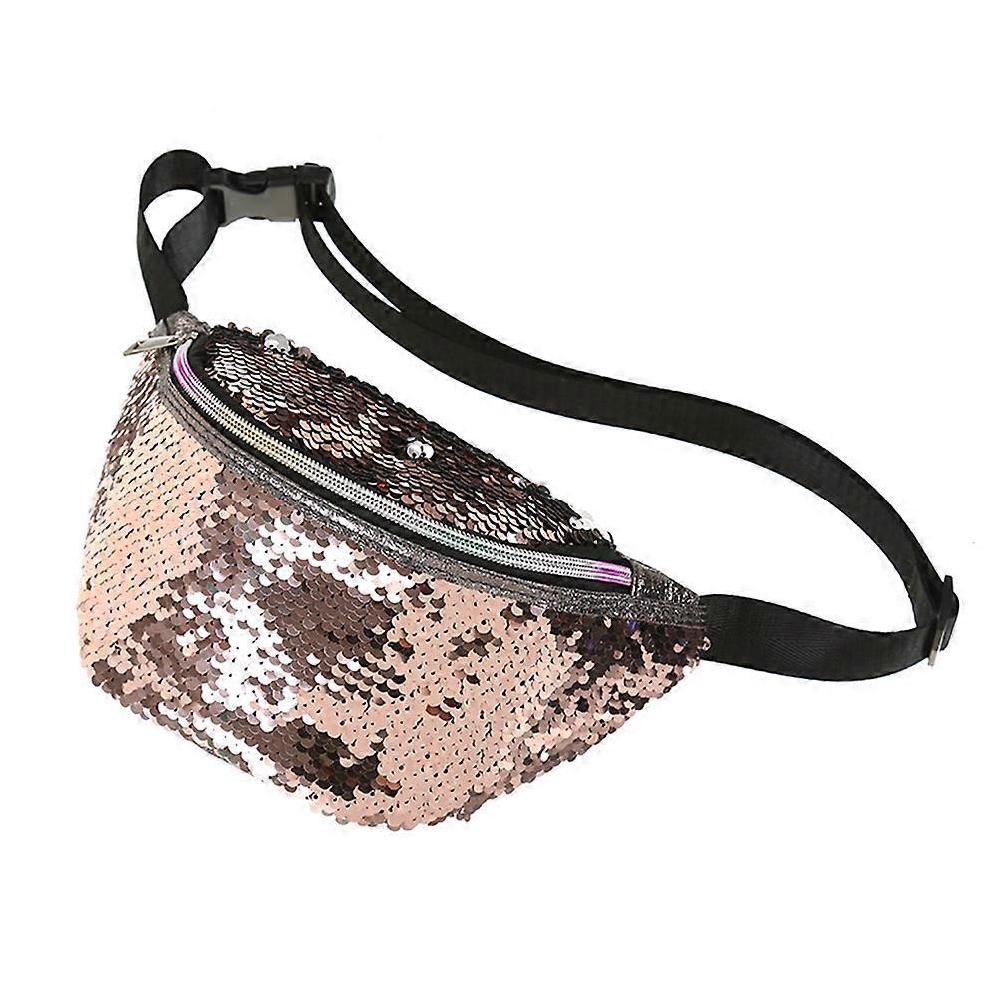 1PC Mermaid Fashion Champagne Sequin Waist Pouch Mermaid Sequins Pockets Fashion Sports Shoulder Bag Slung Sequin Bag