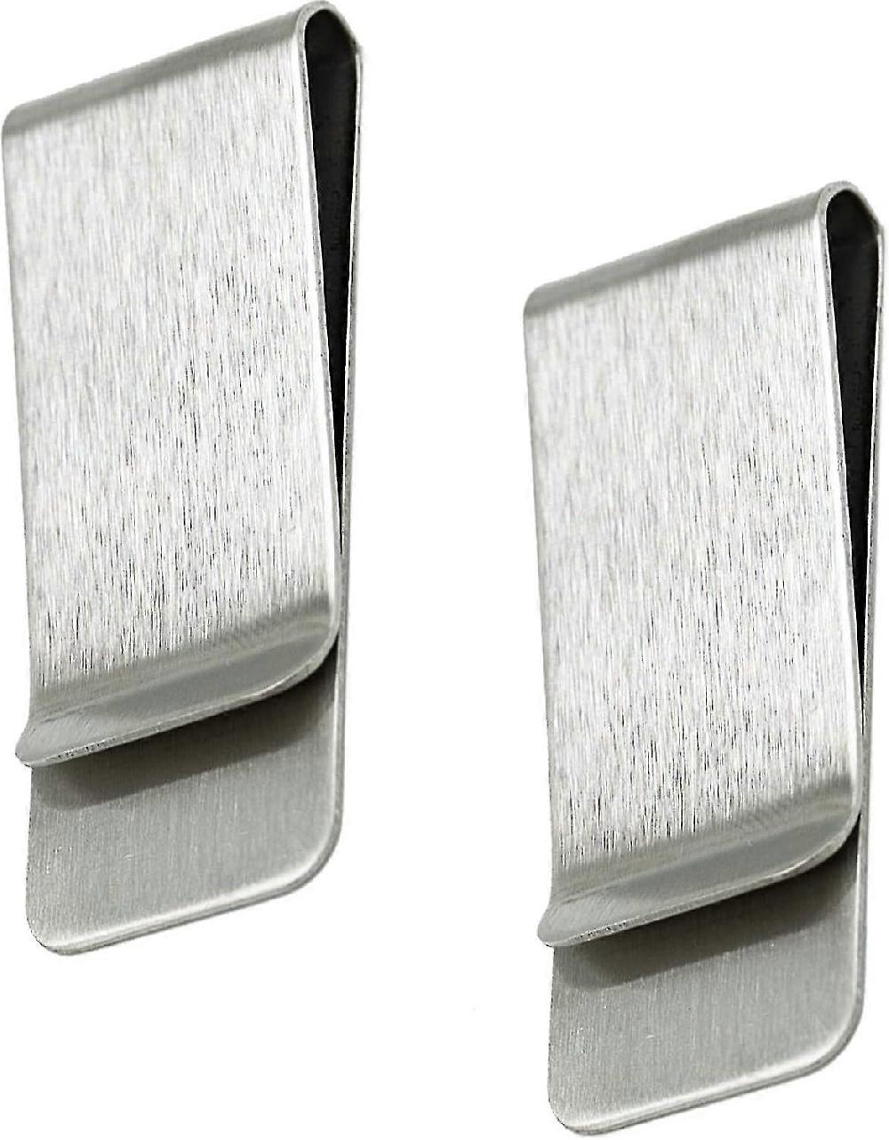 2 Pack Stainless Steel Money Clip Silver Slim Cash Wallet Credit Card Holder for Men and Women