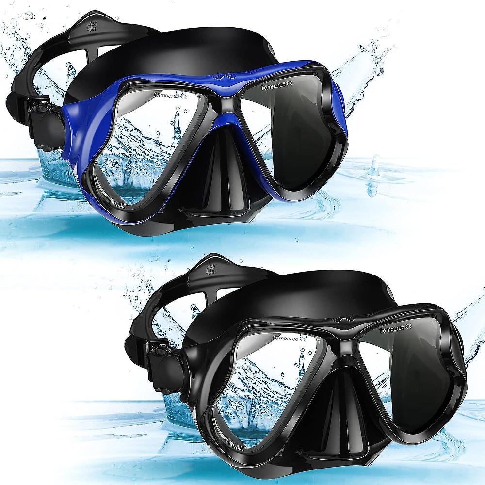 2 Pack Swim Mask For Adult Swimming Snorkel Diving Mask Swimming Goggles With Nose Cover Clear View Anti Fog Swim Mask Tempered Glass Snorkeling Goggl