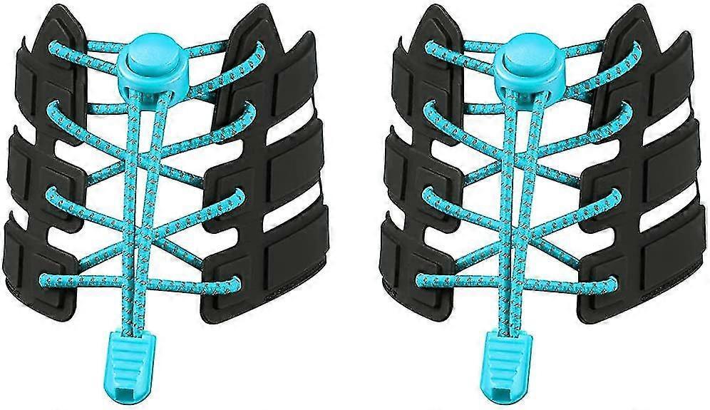 2 Pair reflective Elastic Lock Shoe Laces One Size Fits All Adult And Kids