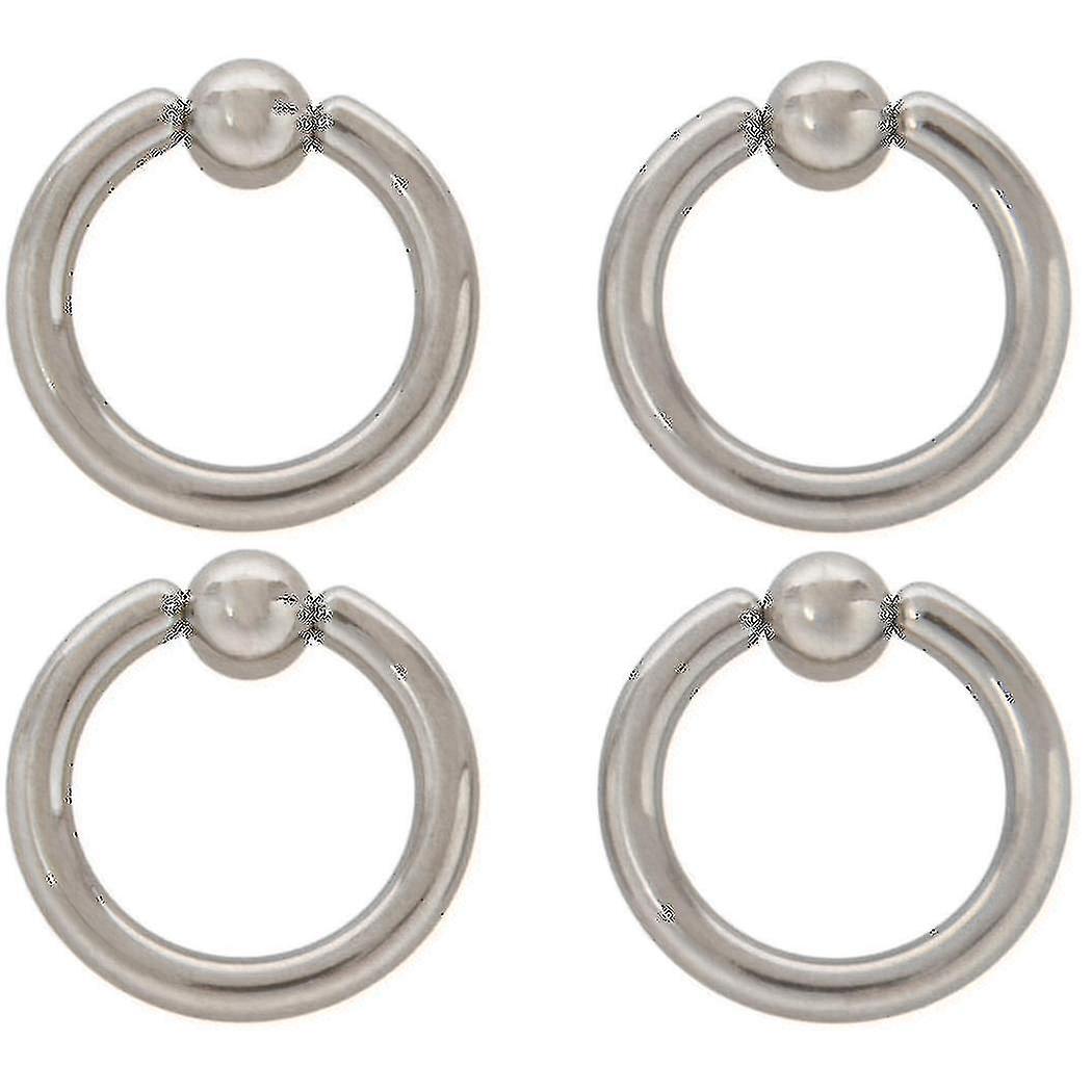 2 Pair Stainless Steel Captive Bead Ear Rings Hoop Bcr Studs Piercing Jewelry Steel Color 8g(3.2mm
