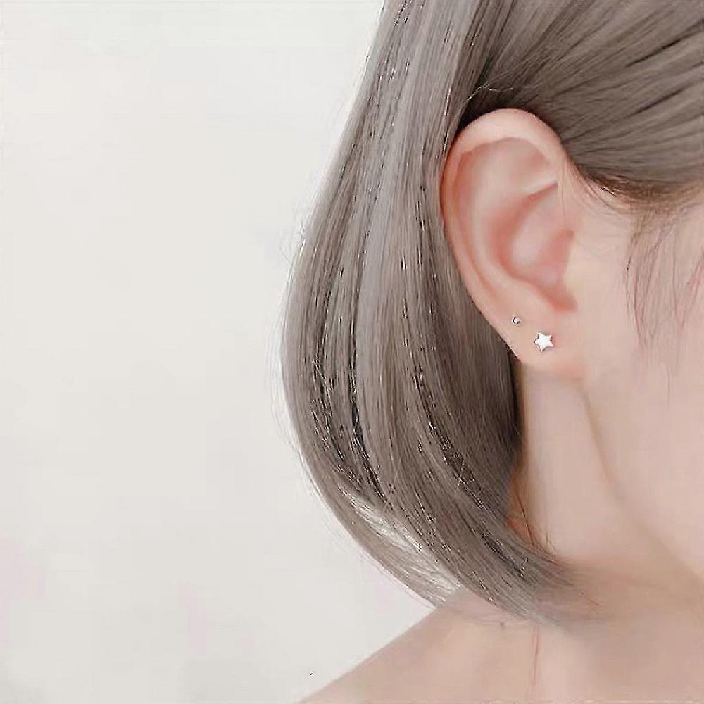 2 Pairs 999 Sterling Silver Stud Earrings Hypoallergenic Studs Small Earrings From 1.5mm To 4mm Exquisite Jewelry For Women And Men (4mm Heart