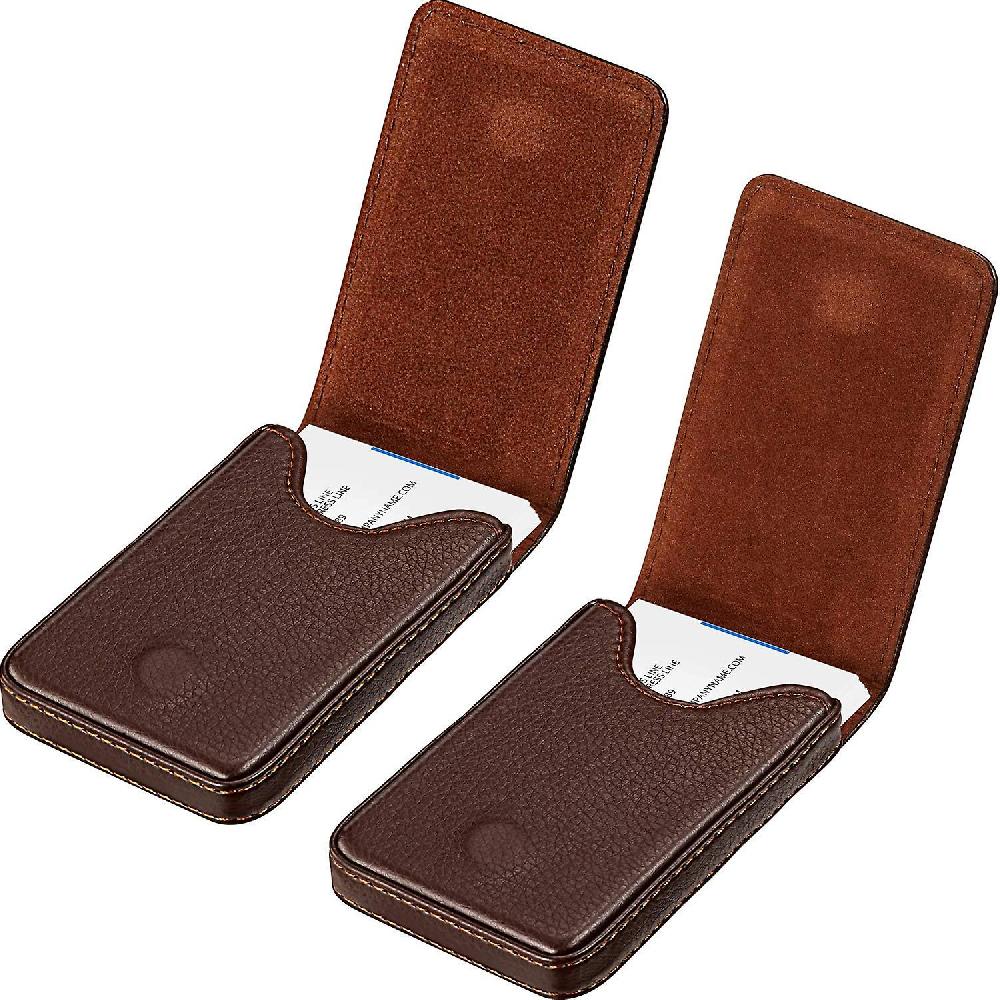 2 Pieces Business Card Holder Business Card Wallet Pu Leather Business Card Case Pocket Business Name Card Holder With Magnetic Shut Credit Card Id C