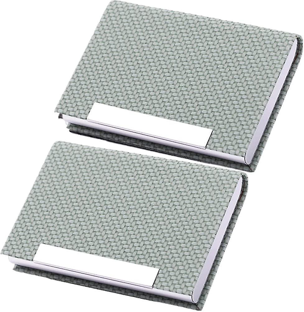 2 Pieces Business Card Holder. Card Holder In Pu Leather And Stainless Steel