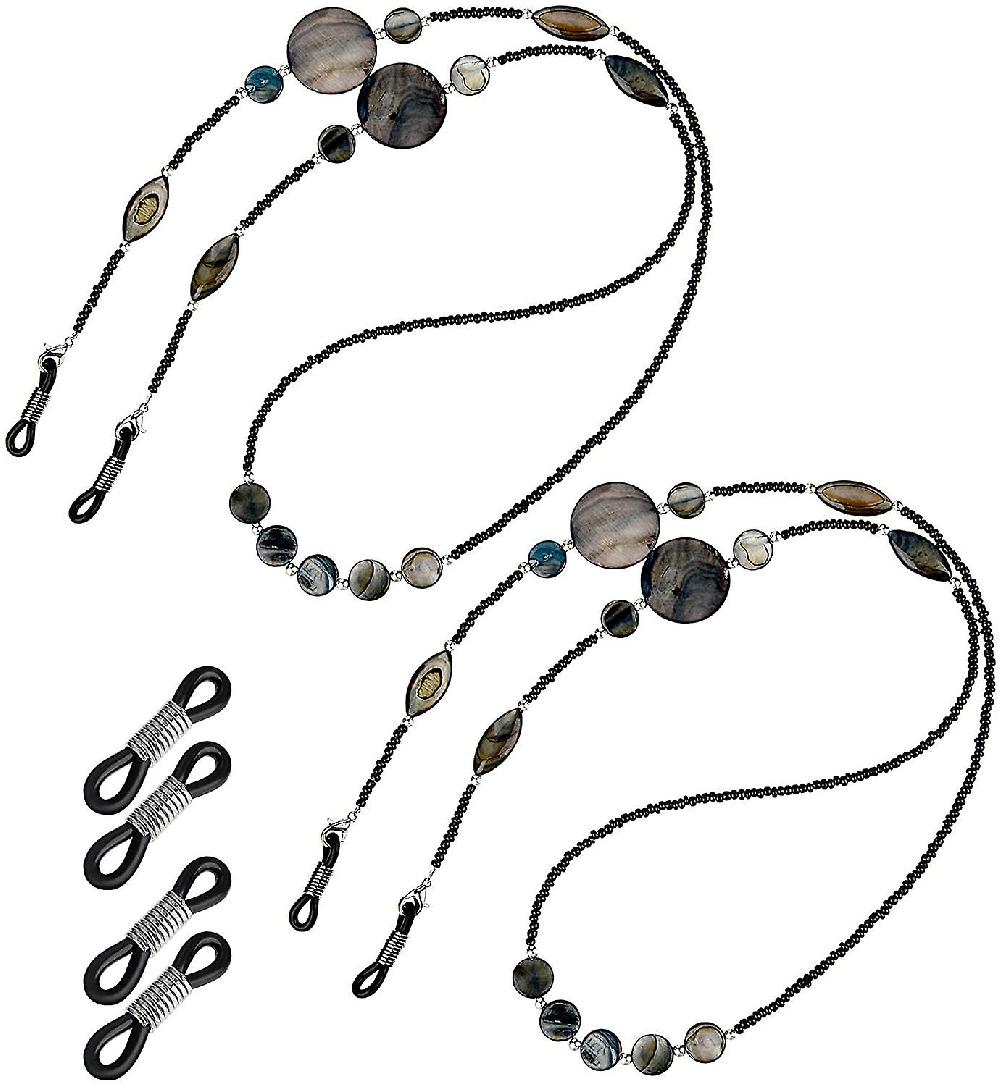2 Pieces Shell Glass Beaded Eyeglasses Chain Holder Anti-slip Sunglass Retainer