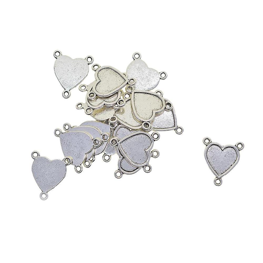 20 Pieces Tibetan Silver Heart Shaped Charms Pendants Diy Necklace Connector