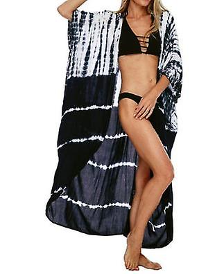 2022 Bikini Cover-ups Nero Retrò a righe Self Belted Donne Abbigliamento estivo Kimono Dress Beach Wear Costume da bagno Cover Up Q1225a-1