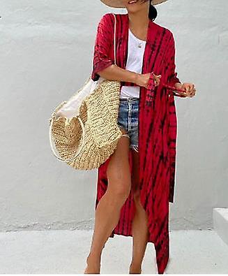 2022 Bikini Cover-ups Nero Retrò a righe Self Belted Donne Abbigliamento estivo Kimono Dress Beach Wear Costume da bagno Cover Up Q1225a-1