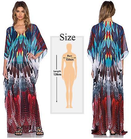 2022 Kaftan marocchino boemo stampato abito estivo tunica lunga donna plus size beach wear costume da bagno cover up robe de plagea-1