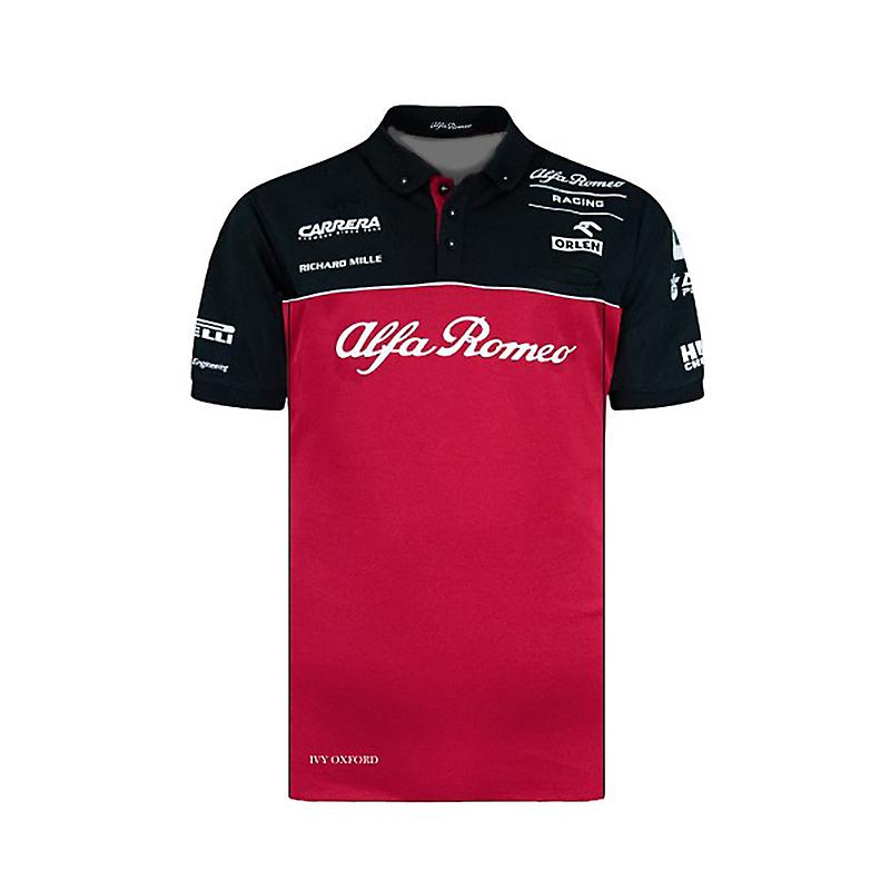 2022 Nuova Tuta da Corsa F1 Alfa Romeo Polo Camicia Manica corta Top Estate Abiti Uomo Tuta Nero E Rosso