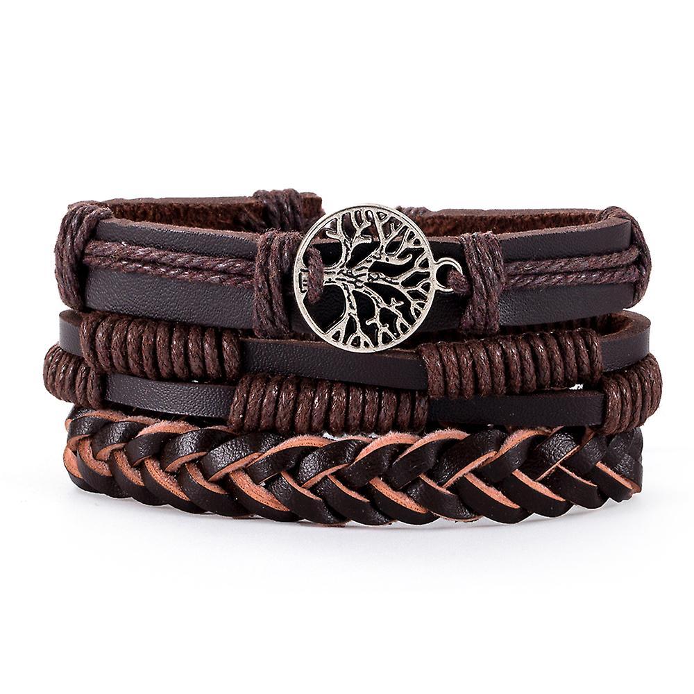 2022 Nuovo Braccialetto Vintage Multistrato Perline Di Legno Regolabile Corda Catena Braccialetti Punk Intrecciato Avvolgere Braccialetti Per Gioielli Di Moda Uomo
