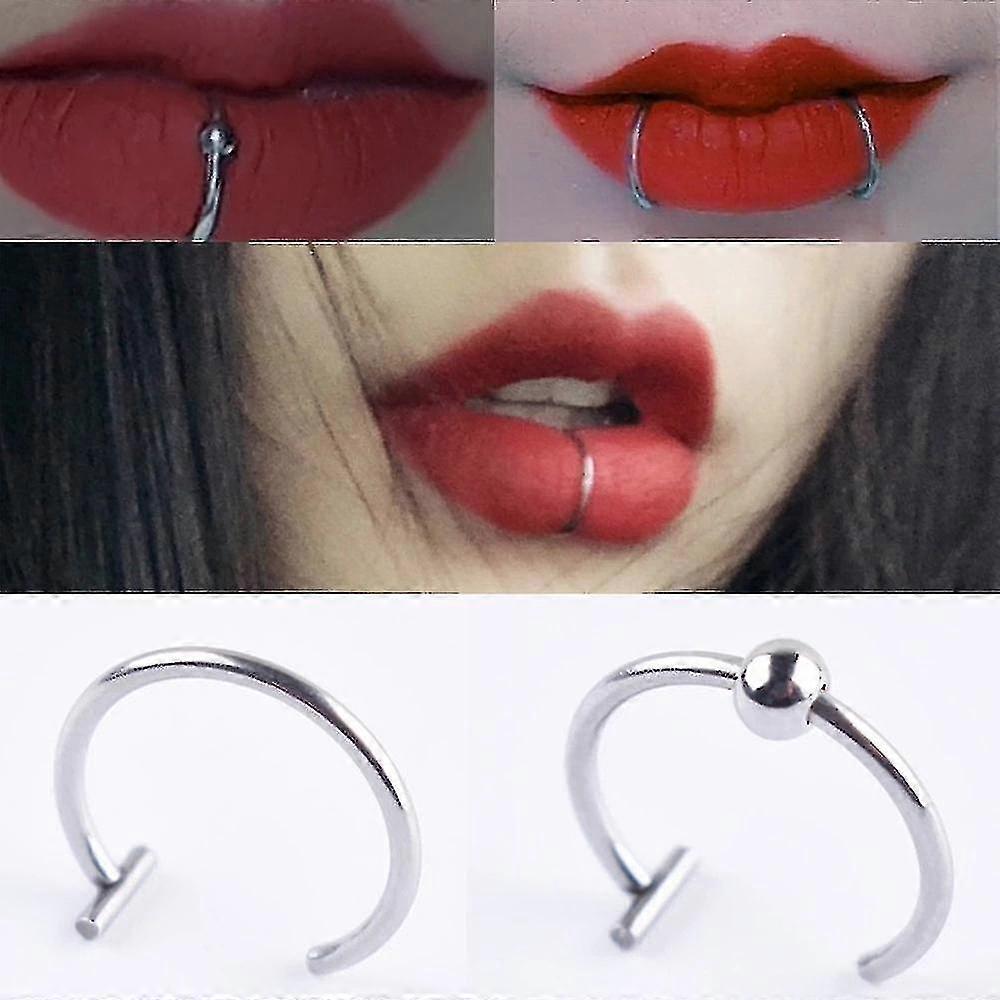 2022 Nuovo Punk 8 / 10mm Titanio Acciaio Lip Rings Cuff Clip On Fake Labret Piercing Ear Nose Hoops Unisex Women Septum Body Jewelry