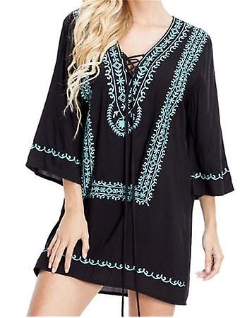 2022 Sexy Scollo a V Summer Beach Dress Tunica bianca Donna Beachwear Bikini Cover-up Sarong Plage Costume da bagno Cover Up Q840a-1