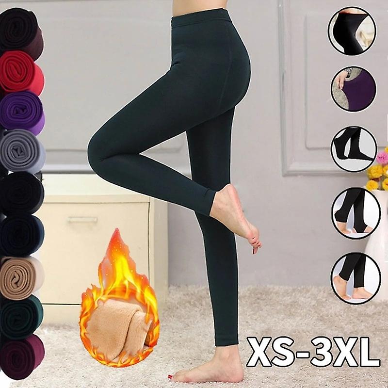 2023 Autumn Winter Women Thick Warm Leggings High Waist Elastic Pants Candy Color Brushed Charcoal Stretch Pants Warm Elastic Tights
