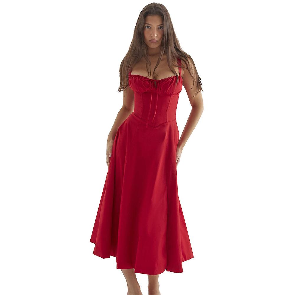 2023 NUOVO Abito Estivo Da Donna Casual Stampa Floreale Tie-Up Strap Flowy Abito Midi Lunghi Abiti Da Sole Da Spiaggia