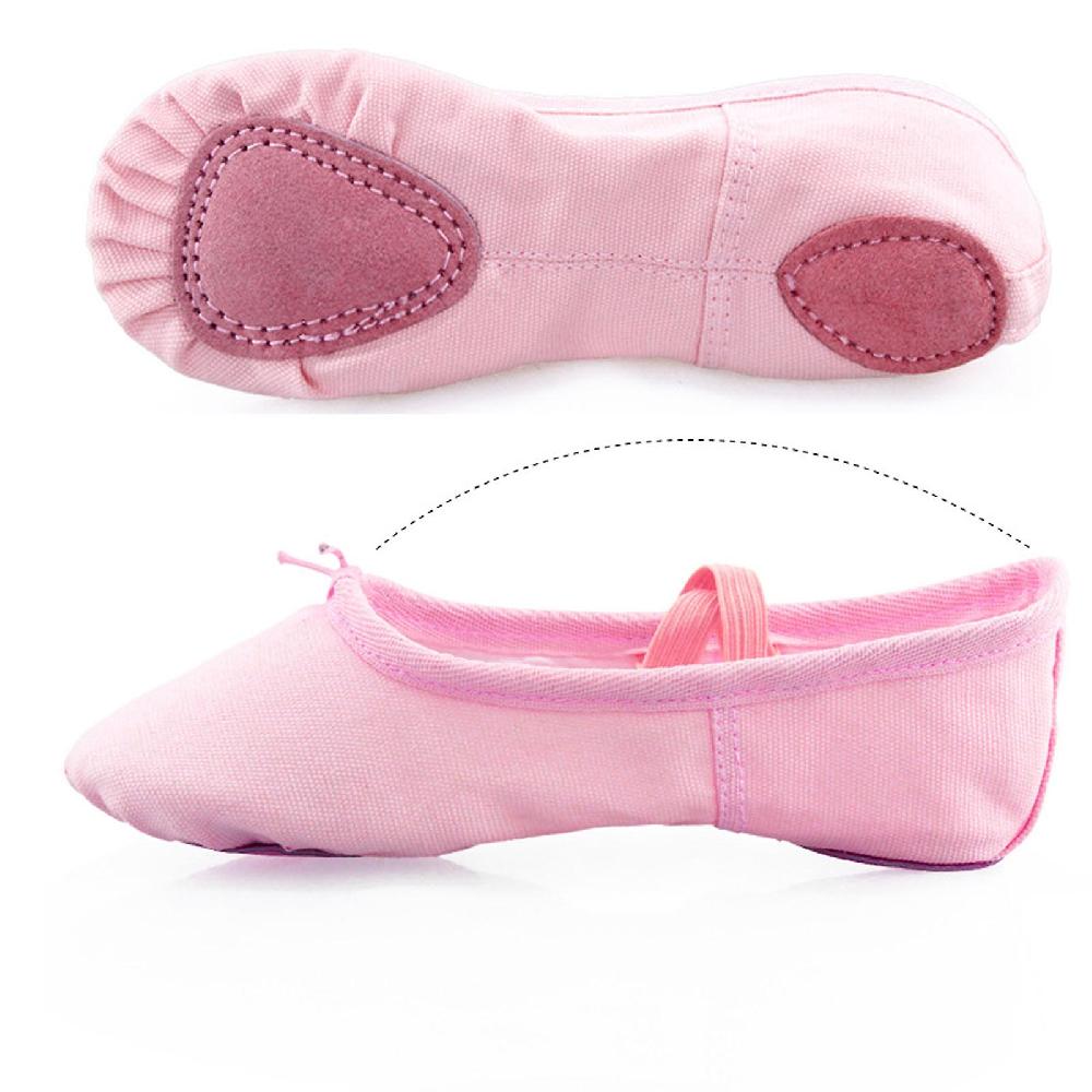 2024Ballet Slipper Dance Shoe Canvas Ballet Yoga Dancing Shoes With Soft Leather Soles For Kids Toddlers Boys Girls Pink Lace Up Size 26