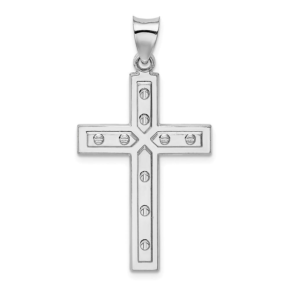 20mm 925 Sterling Silver Rhodium Plated Satin and Polished Latin Religious Faith Cross Pendant Necklace - Pendant for Wo