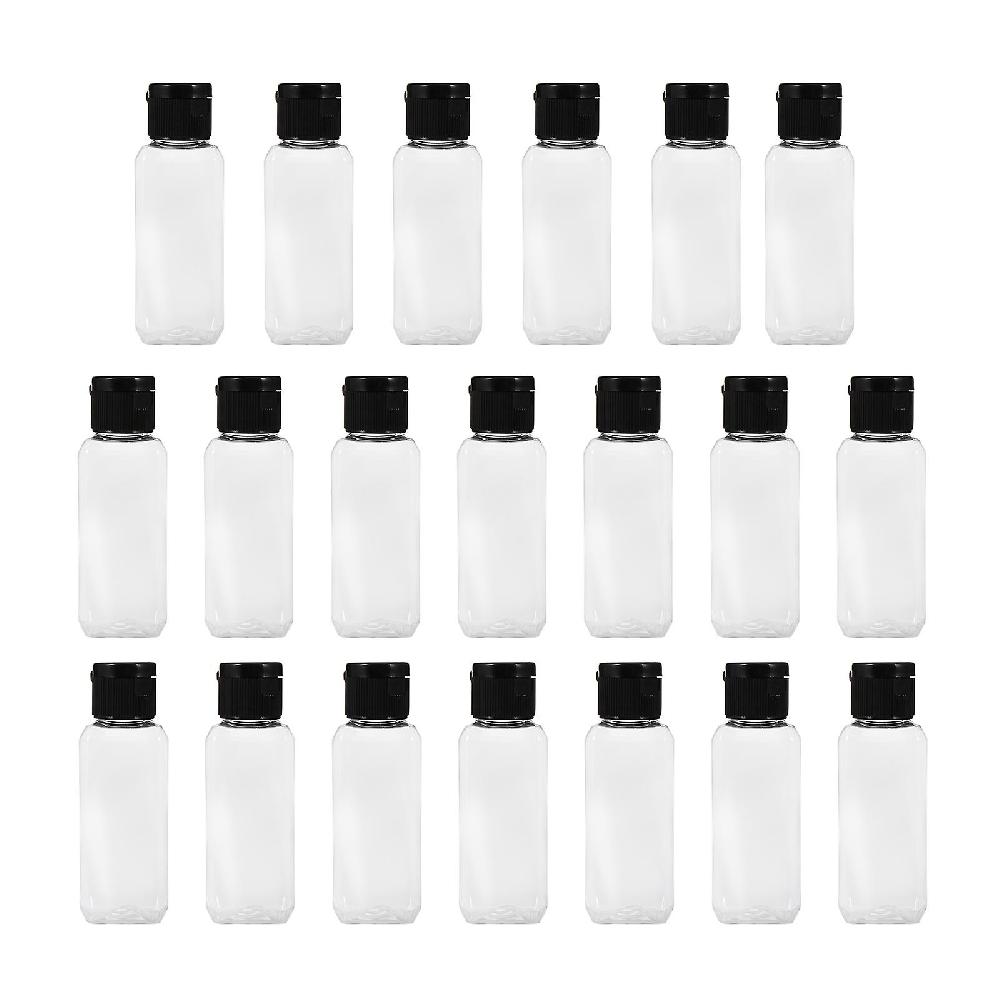 20Pcs 50ml Portable Travel Bottle Clear Plastic Empty Refillable Reusable Bottle Transparent Color Black