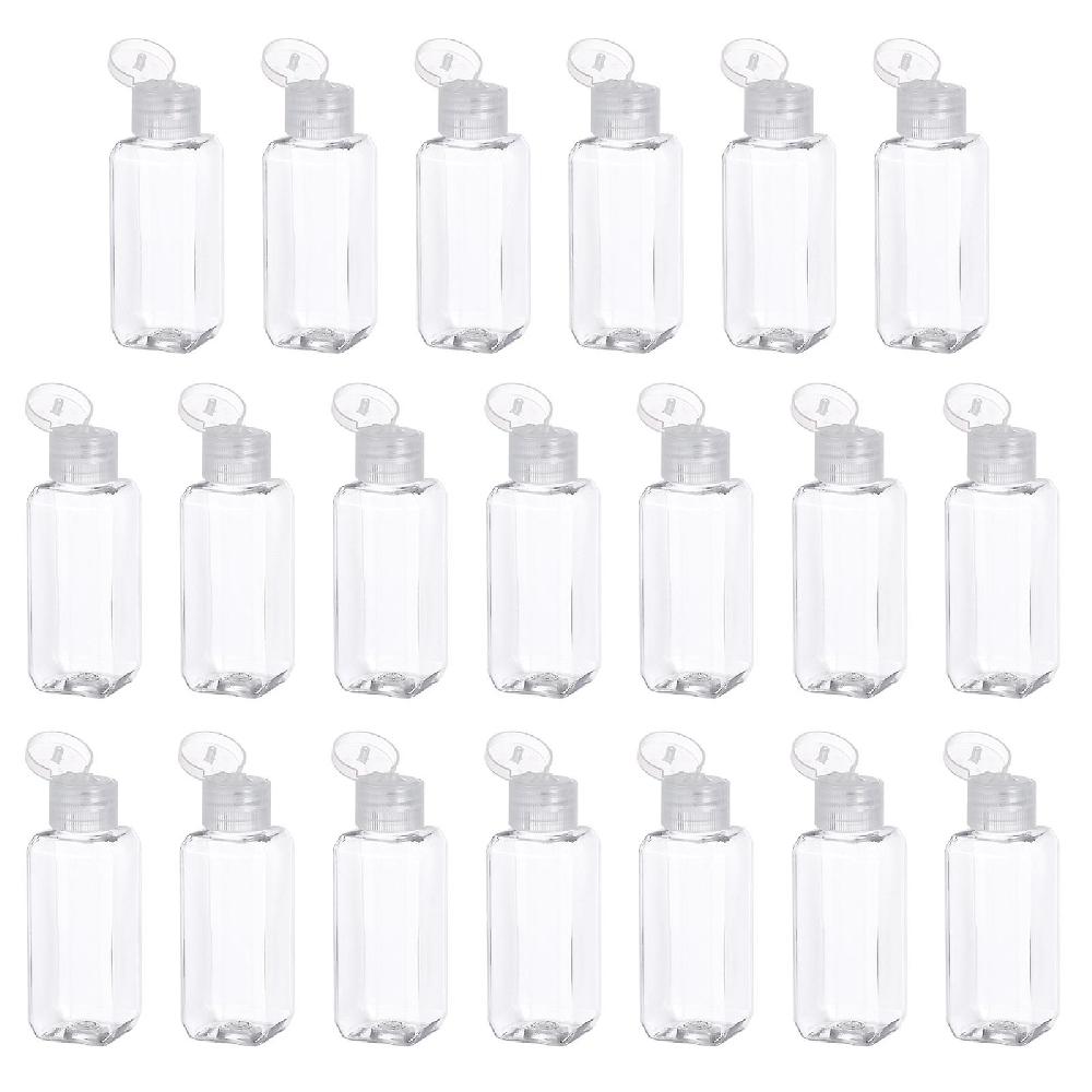 20Pcs 50ml Portable Travel Bottle Clear Plastic Empty Refillable Reusable Bottle Transparent color