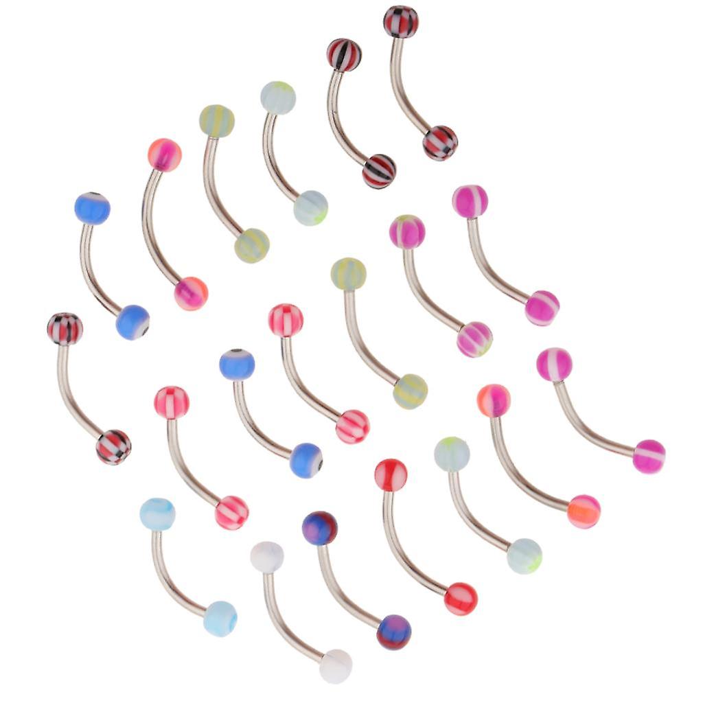 20pcs Acrylic Cone Shape Curved Barbell Lip Stud Eyebrow Ring 18g Style 1