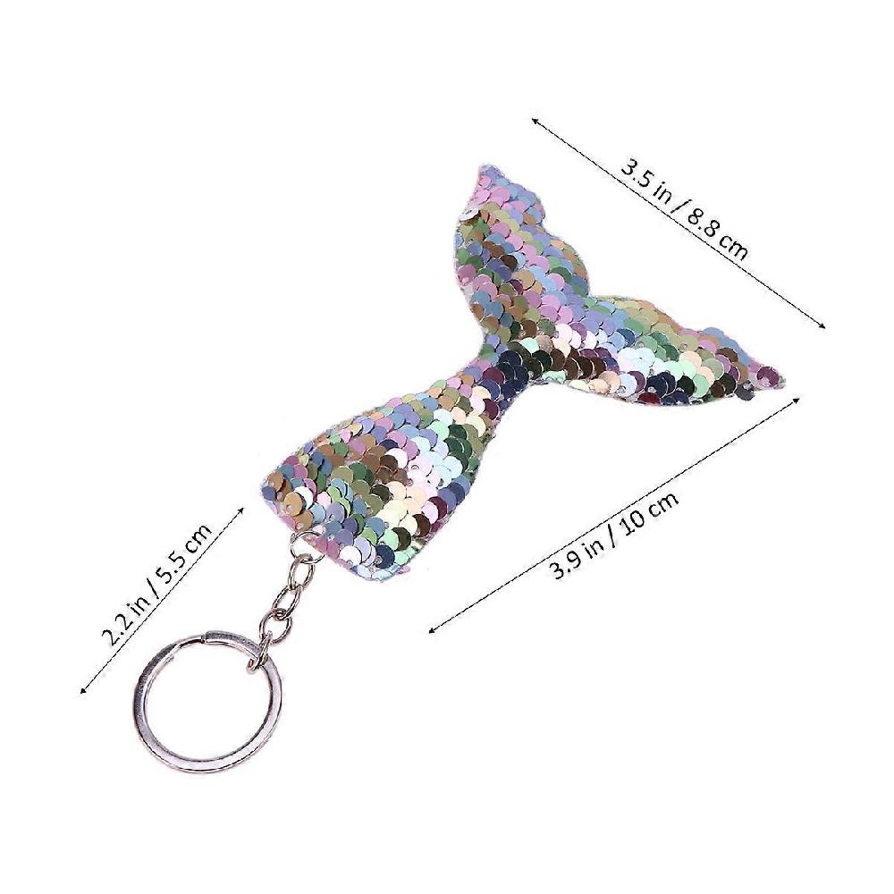 20pcs Sequin Mermaid Keychain Fashion Purse Bag Pendant Decoration Hanging Ornament Keyring Creative Gift (Colorful Pink Blue Colorful Rosy Dark G