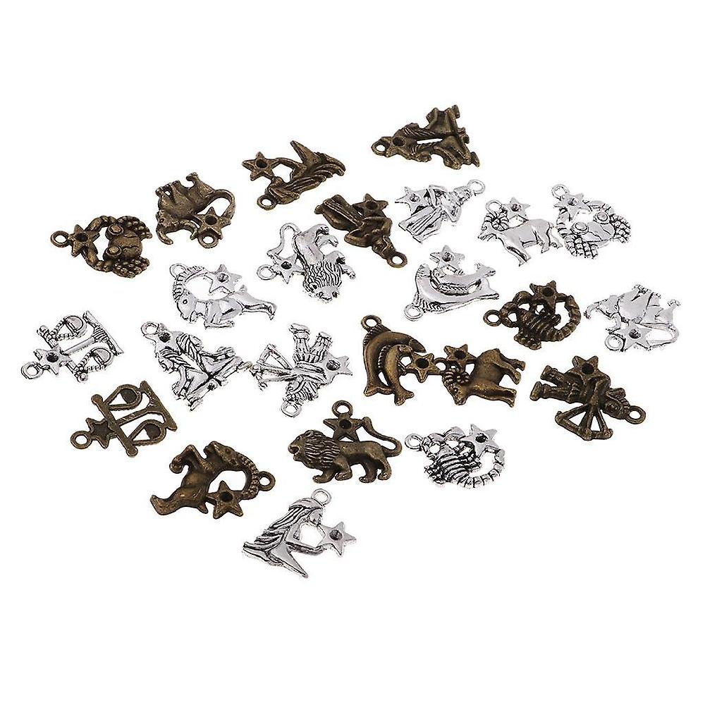 24 Pieces Jewelry Making Antiqued Vintage Style Round Charm Pendants