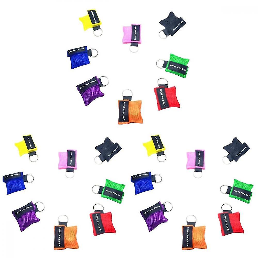 24 Pz Cpr Maschera di Emergenza Rianimazione Maschera Facciale Monouso Viaggio Cpr Tasca Mak Portachiavi Anello OVZ